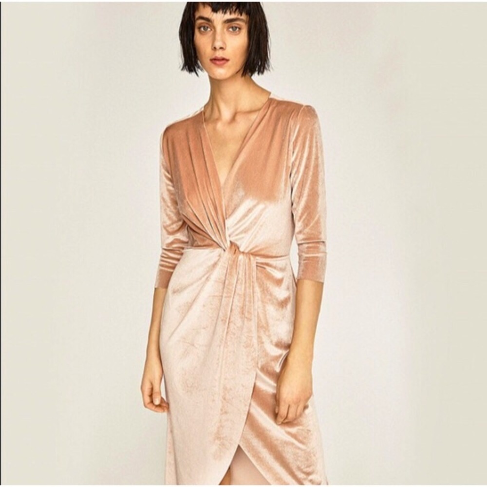 Zara Blush Velvet Dress